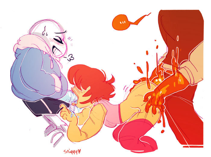 request: sans and frisk and grillby spitroasting? 